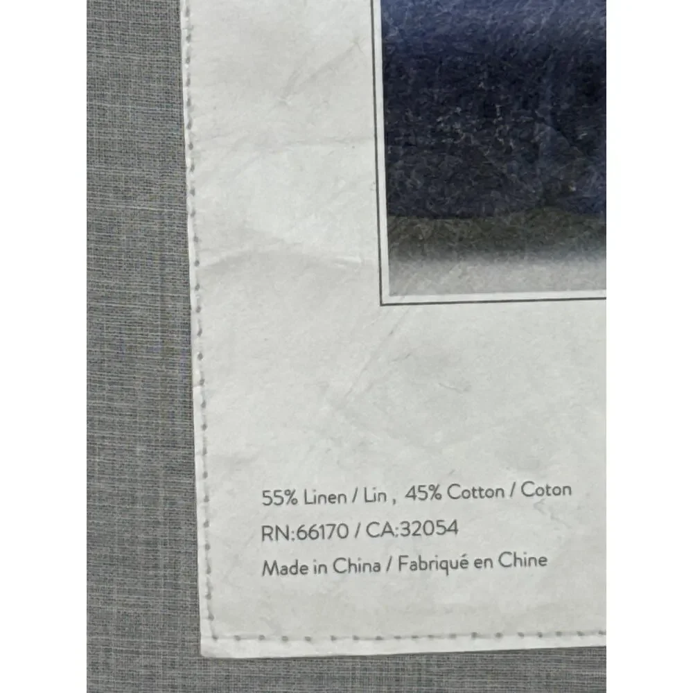 Anthropologie Relaxed Cotton Linen Queen Duvet - Dark Blue